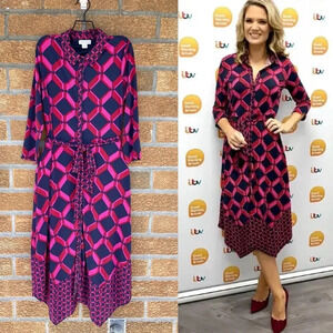 Monsoon Gabby Geo Print Shirt Dress size 8